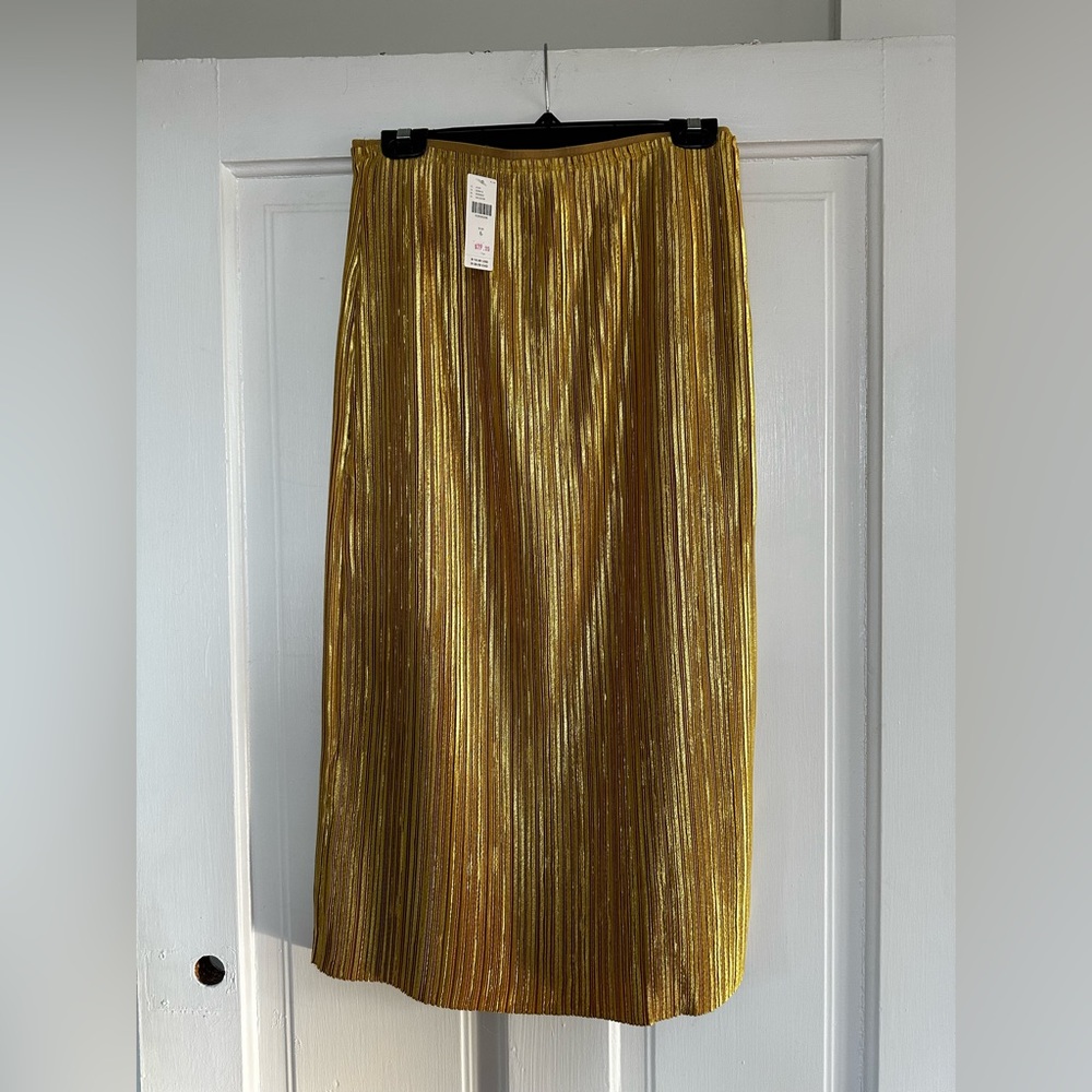 Gold Metallic Midi Skirt